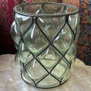 Elegant Green Glass Candle Holder